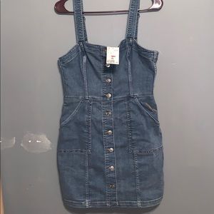 h&m divided jean button up dress